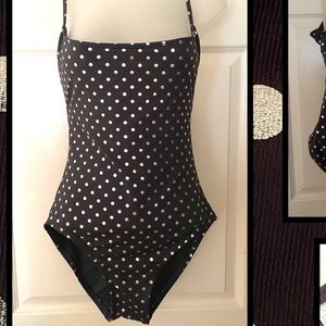 Anne Cole Graphite Gray with Silver Metallic Polka Dots